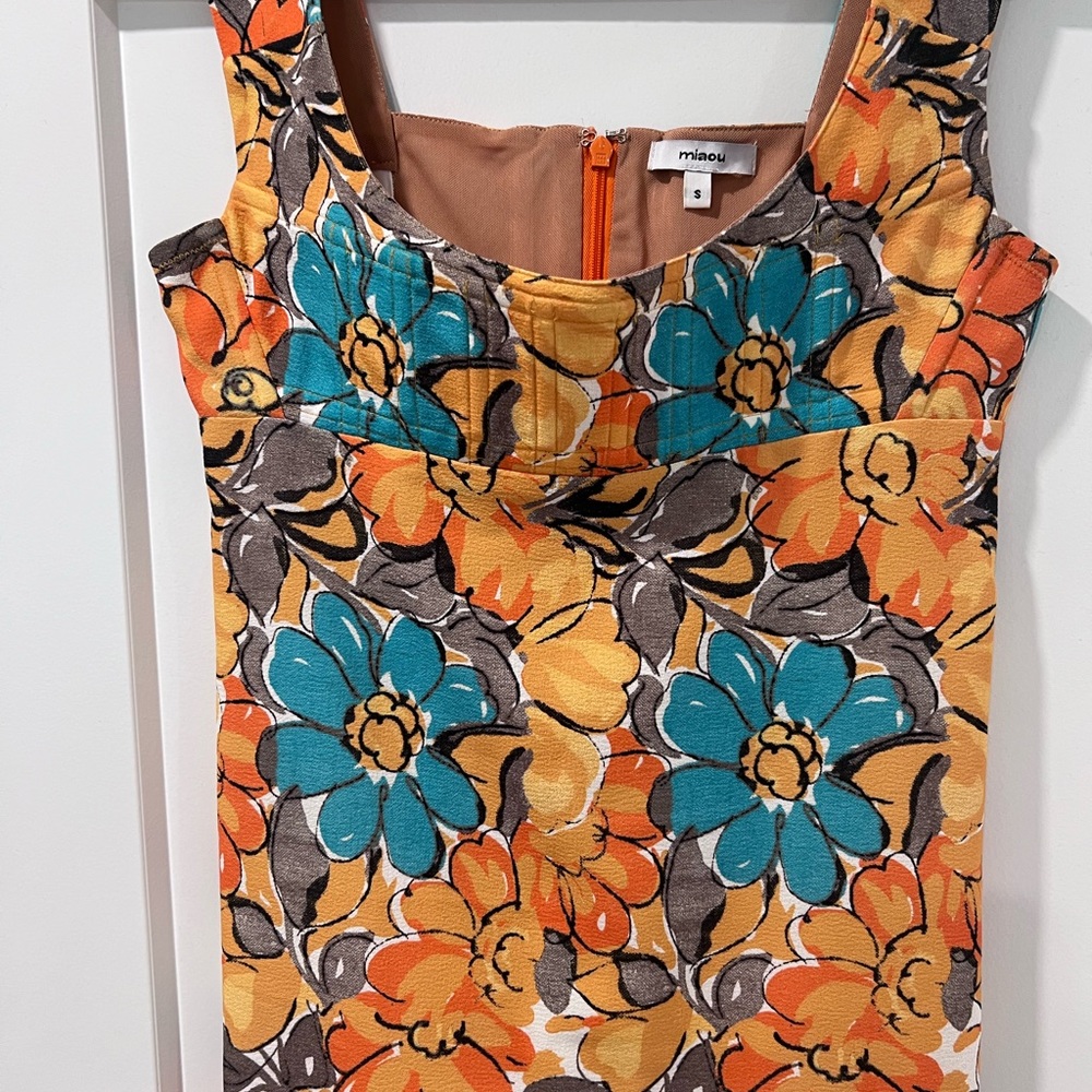 Vivi Dress In Parisian Flower Orange Miaou View 5